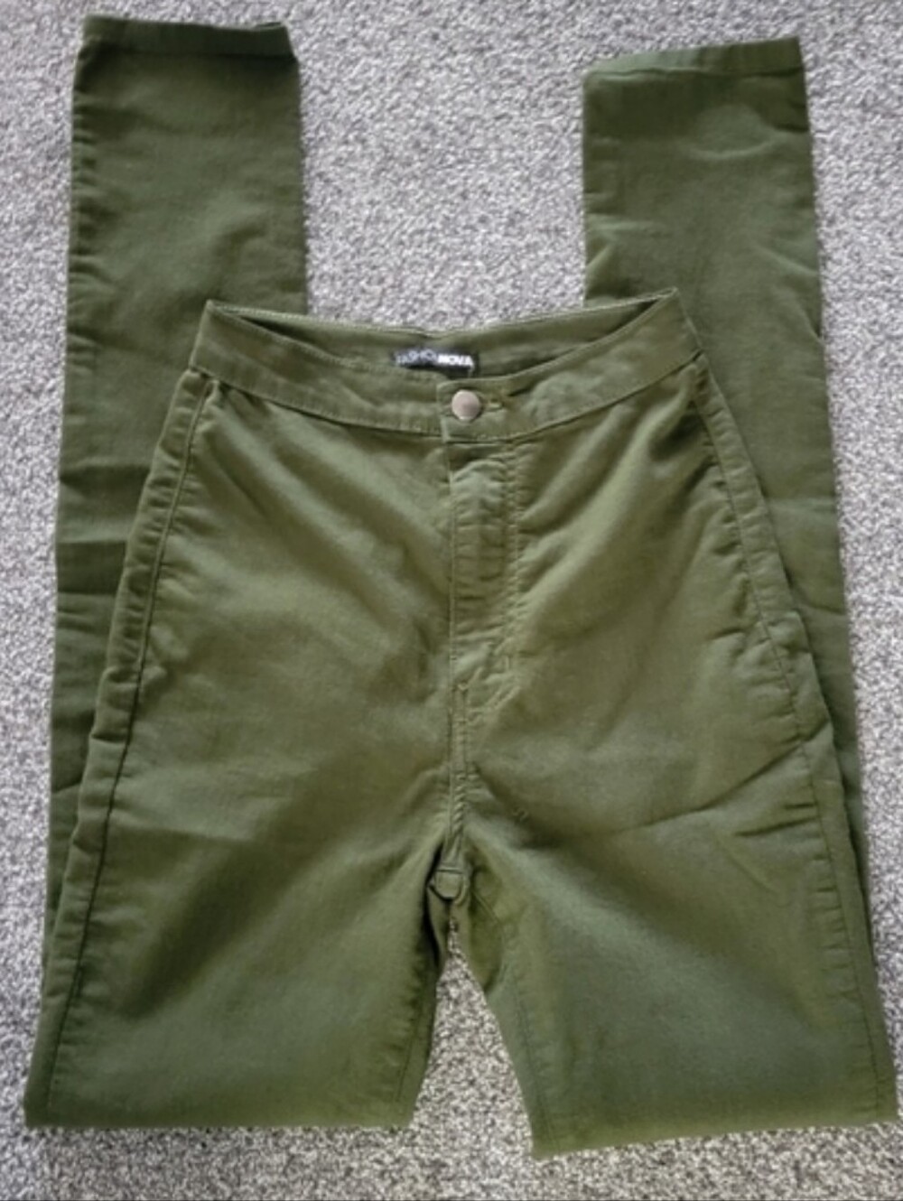 High-Waist Olive Green Skinny Jeans - Picture 4 of 5